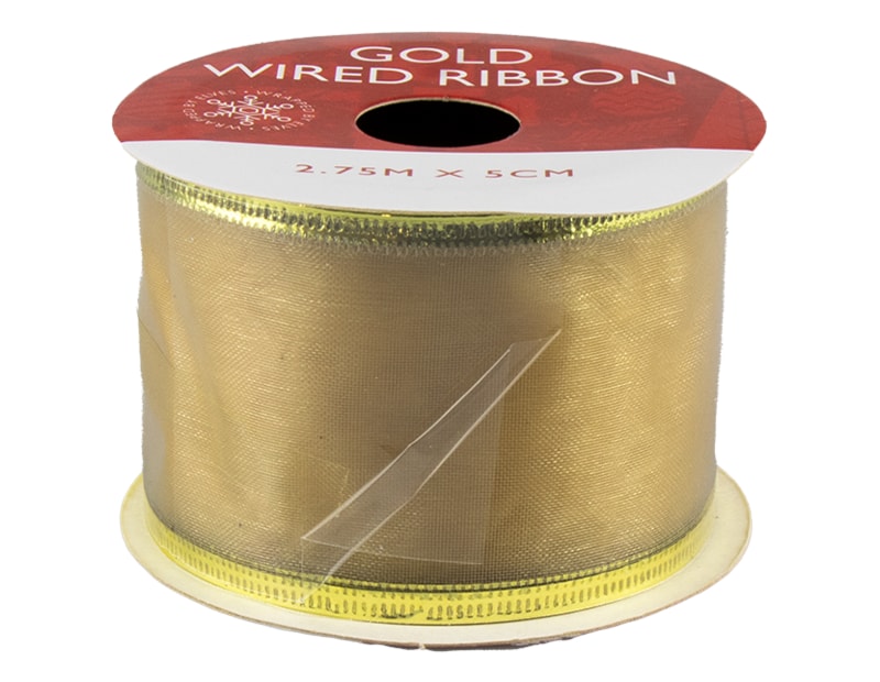 Wholesale Gold Christmas Wired Ribbon