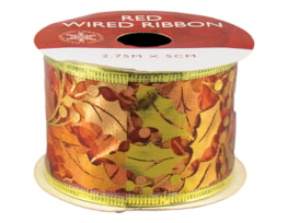 Red Christmas Wired Ribbon