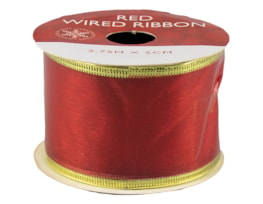 Red Christmas Wired Ribbon