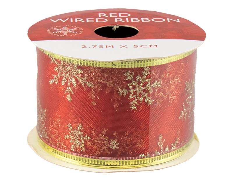 Red Christmas Wired Ribbon