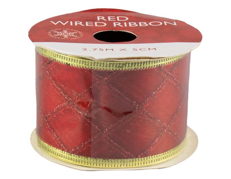 Wholesale Red Christmas Wired Ribbon