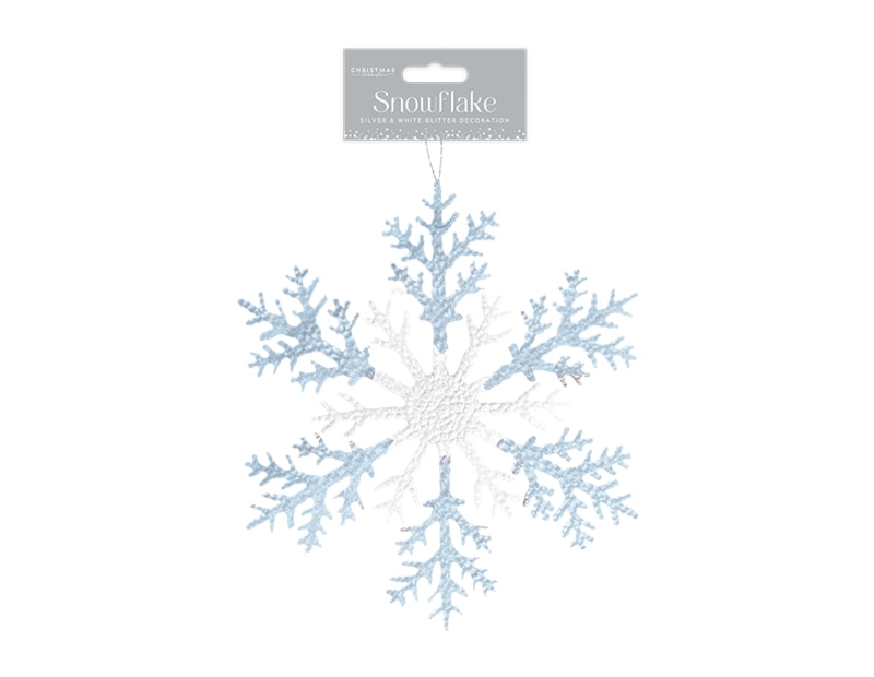 Wholesale Silver & White Acrylic Glitter Snowflake