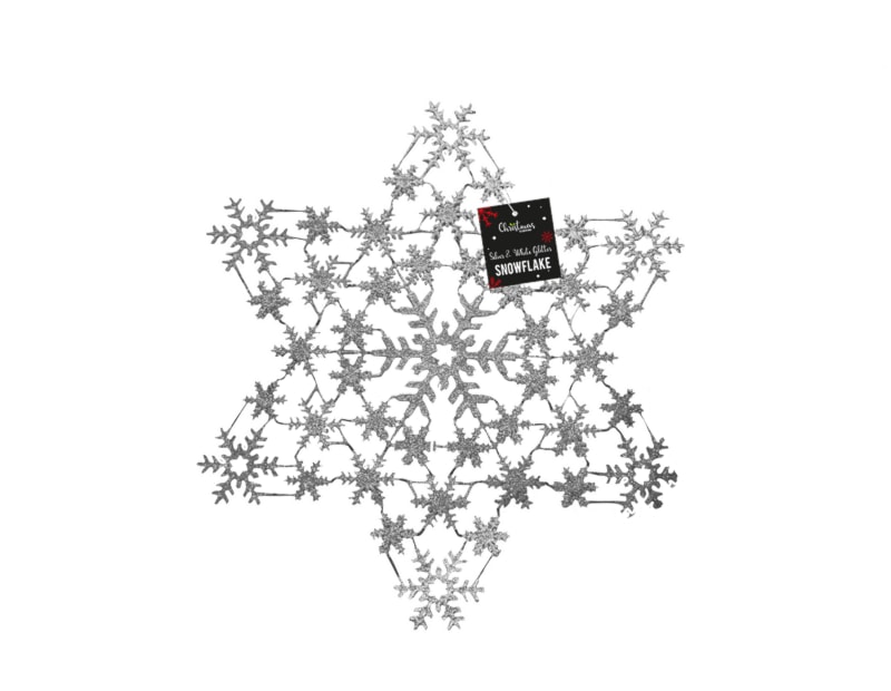 Wholesale Silver & White Glitter Snowflake