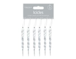 Wholesale Silver & White Acrylic Glitter Icicles