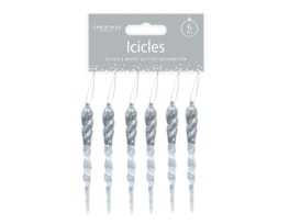 Wholesale Silver & White Acrylic Glitter Icicles