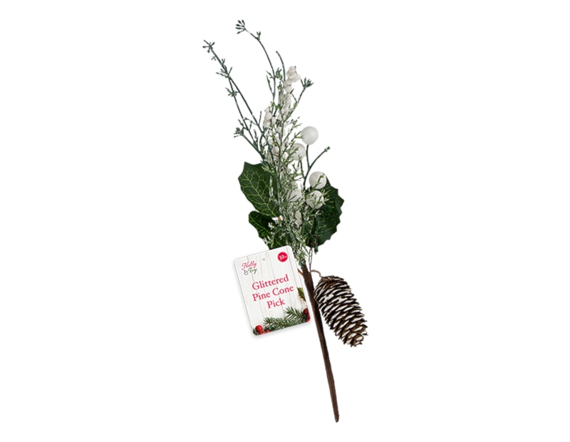 Wholesale Artificial Glittered Pine Cone Pick