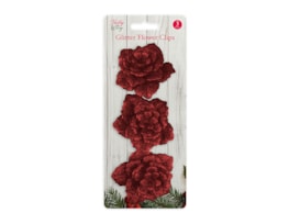 Wholesale 3 glitter flower clips