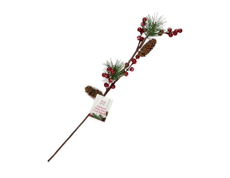 Wholesale Artificial Berry/ Pine Cone Branch 55cm