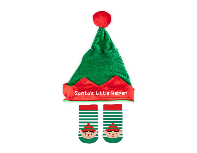 Wholesale Santa's Little Helper Hat & Sock Set