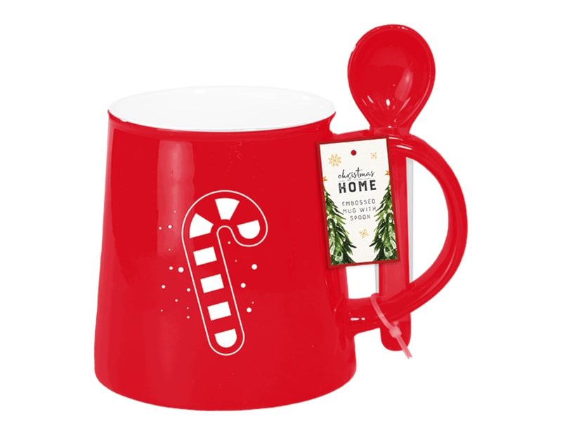 Wholesale Christmas Embossed Mug with Spoon