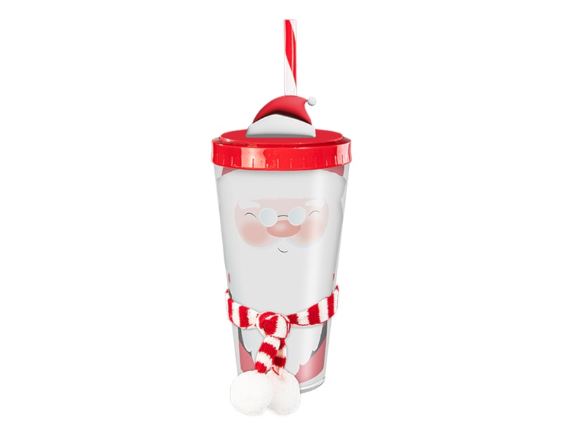 Wholesale Festive Re-usable Plastic Cup with Straw