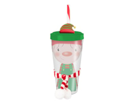 Wholesale Festive Re-usable Plastic Cup with Straw