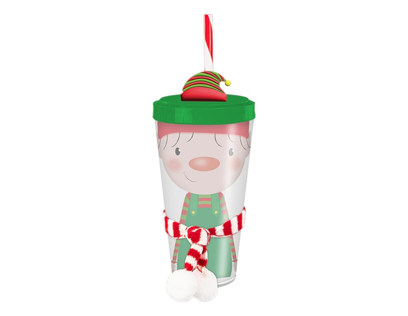 Wholesale Festive Re-usable Plastic Cup with Straw