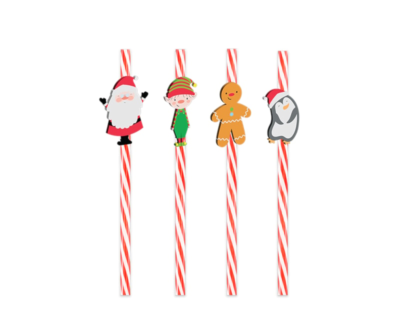 Wholesale Festive Character Re-usable Straws 4pk