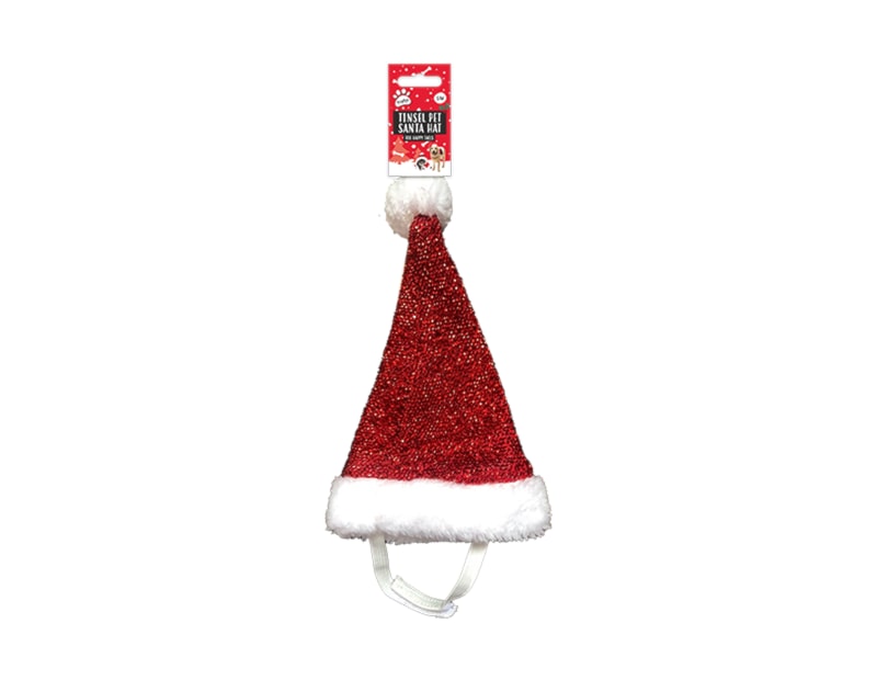 Wholesale Christmas Pet Tinsel Santa Hat