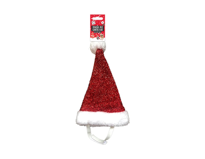 Wholesale Christmas Pet Tinsel Santa Hat