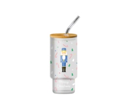 Wholesale Nutcracker Glass Drinking Cup & Straw