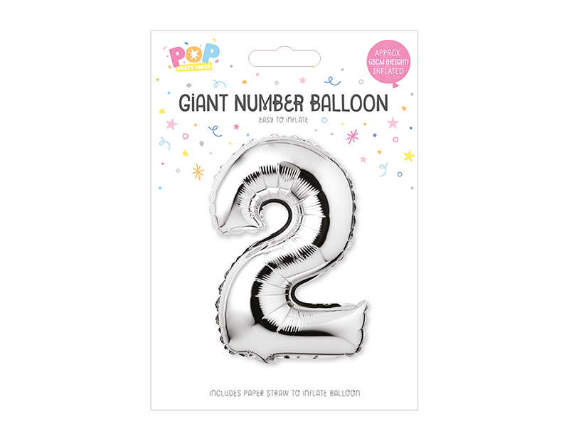 Silver Foil Number Balloon 65cm