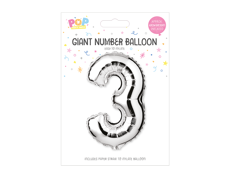 Silver Foil Number Balloon 65cm