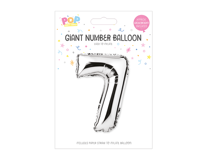 Silver Foil Number Balloon 65cm