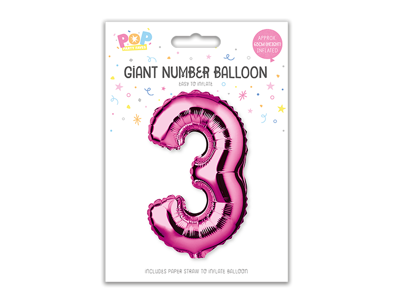 Pink Foil Number Balloon 65cm