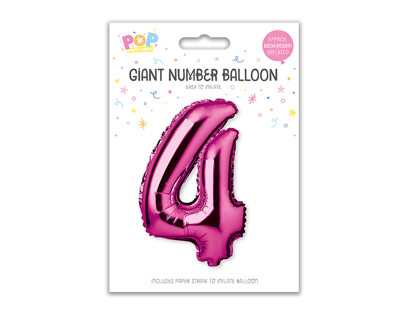 Pink Foil Number Balloon 65cm