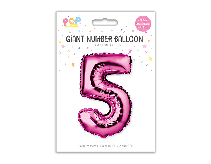 Pink Foil Number Balloon 65cm