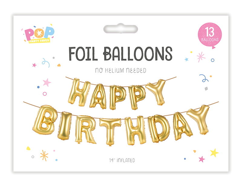 Metallic Happy Birthday Foil Balloons