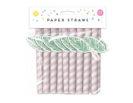 Wholesale Summer Party Paper Straws Leaf 20pk