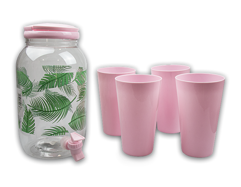 Summer Party Leaf Drinks Dispenser with Tumblers 3.6L