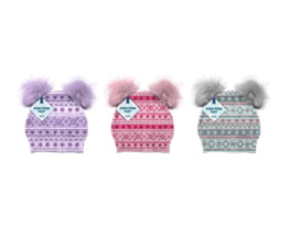 Wholesale Girls Lurex Pom Pom Trim Hat