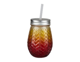 Wholesale Glass ombre Mason Jar with straw