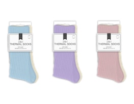 Wholesale Ladies Plain Ribbed Thermal Socks with Wool 2pk