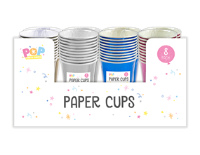 Wholesale Metallic Paper Cups 8Pk PDQ