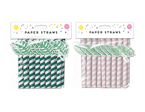 Wholesale Summer Party Paper Straws Leaf 20pk