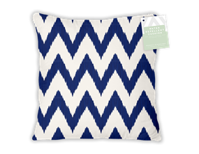 Wholesale Summer Zig Zag Navy Printed Water Repellent Outdoor Cushion