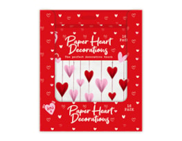 Wholesale Valentine's Paper Heart Decorations 16pk PDQ