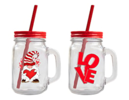 Wholesale Valentines Mason Jar with straw