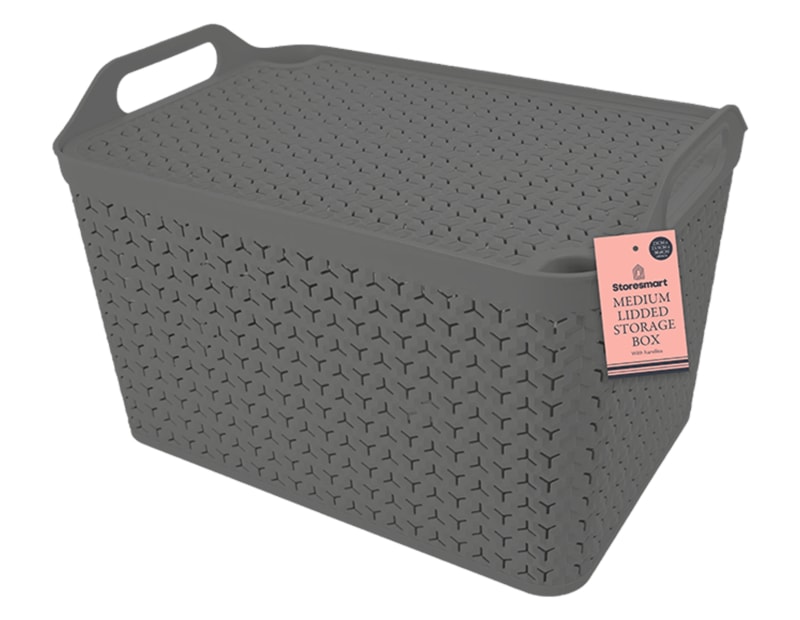 Wholesale Medium Lidded Storage Box with Handles 23X23.5X30.6cm