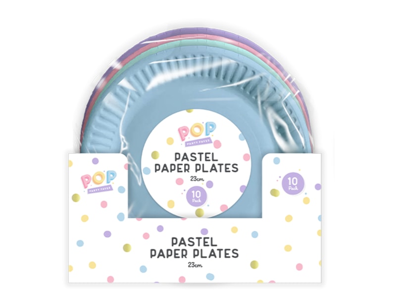 Wholesale Pastel Round Paper Plates 23cm 10pk PDQ