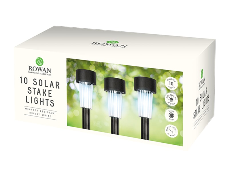 Wholesale 10 solar black stake lights bright white | Gem imports Ltd.