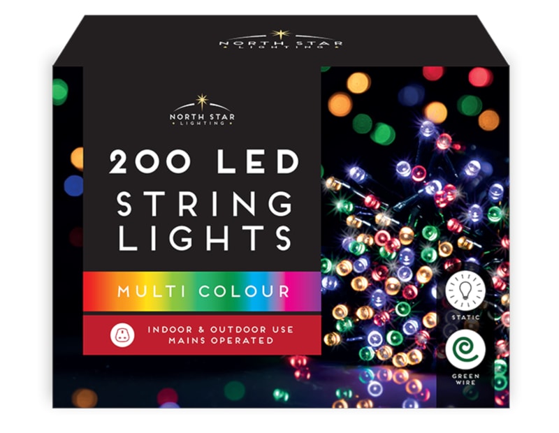 Wholesale 200 Led Mains Operated Christmas Lights - Multicoloured