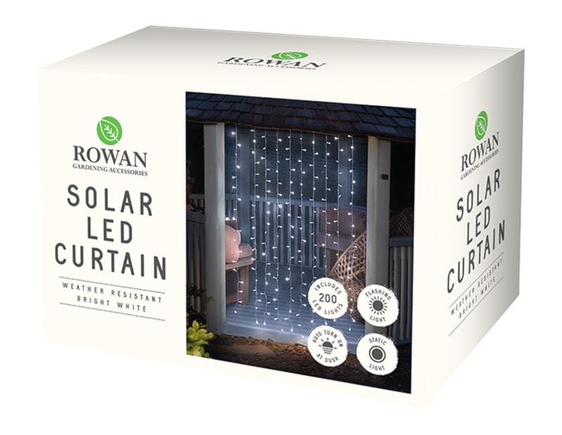 Wholesale 200 solar Led light curtain bright white | Gem imports Ltd