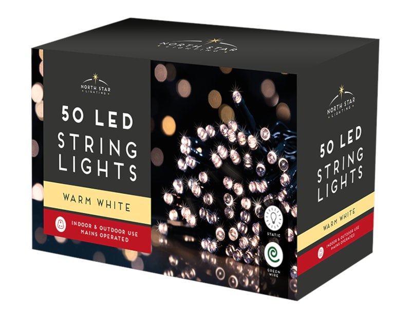 Wholesale 50 Led Mains Operated String Lights - Warm White |led christmas lights