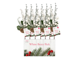 Wholesale Artificial White Berry Pick 27cm PDQ