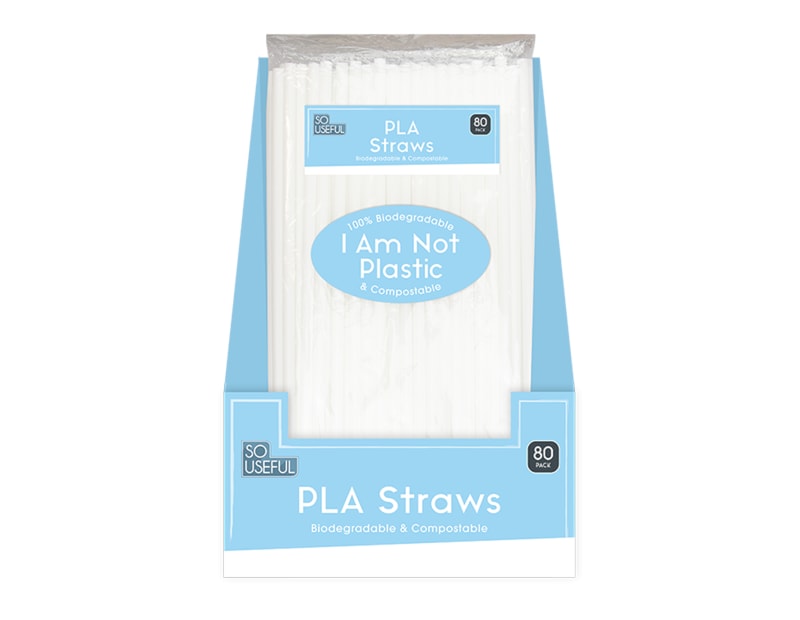 Wholesale Biodegradable Plastic Straws 80pk CDU