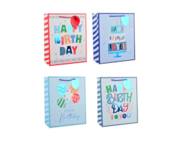 Wholesale Boys Foiled Happy Birthday Large Gift Bag 30x42x12cm