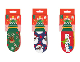 Wholesale Boys Printed Novelty Cosy Socks with Grippers 2pk