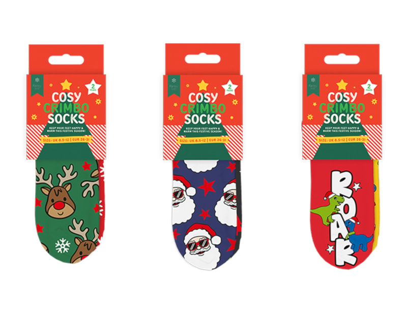 Wholesale Boys Printed Novelty Cosy Socks with Grippers 2pk