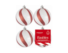 Wholesale Candy Cane Glitter Baubles 4pk